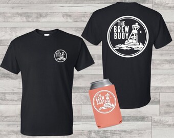 THE BREW BUOY Logo Combo/ Brew Buoy + T- Shirt/ Floating Can Cooler/ Floating Can Holder/ Floating Drink Holder/ Floating Cozies/ Cozies