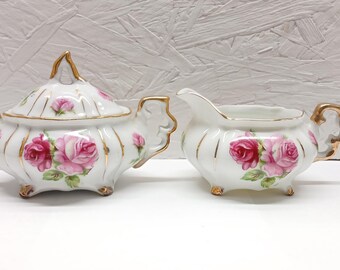 Vintage Lefton Creamer and Sugar Set