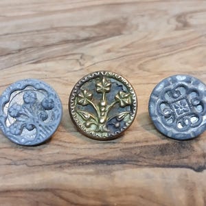 3 Antique Victorian Picture Buttons