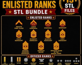 USMC Rank Insignia STL Files | Enlisted + Officer Ranks (Digital Download)