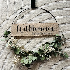 Door wreath metal ring jute ribbon - Personalized