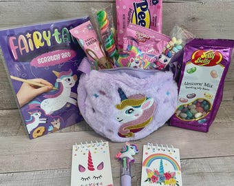Girls Unicorn Fannie Pack, Art Activity, Petite Journals w/ Pen & Candy Gift Set