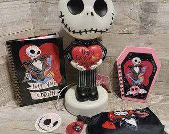 Nightmare Before Christmas Jack Skellington Blow Mold Night Lamp W/Jack & Sally Journals, Pencil Makeup Bag Gift Set