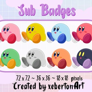 Kirby Twitch Badges | badges Wii Kirby | Smash Kirby Badges | badges Twitch | Sous-badges | Bit Badges