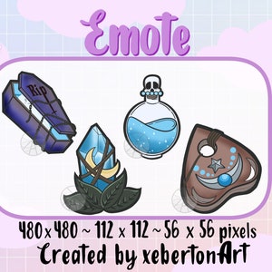 Occult Emote Set | Twitch Emotes | Channel Point Badge | Coffin Emote | Potion Bottle Emote | Crystal Emote