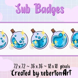 Bouteilles de potion bleues | badges Twitch | Sous-badges | Badges bit | Potion Badges