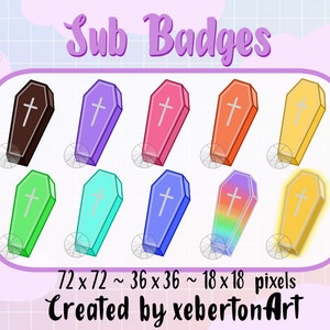 Badges Twitch de cercueil | badges Twitch | Sous-badges | Badges bit | Insignes de cercueil arc-en-ciel