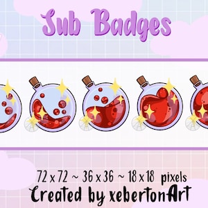 Red Potion Bottles | Twitch Badges | Sub Badges | Bit badges | Potion Badges