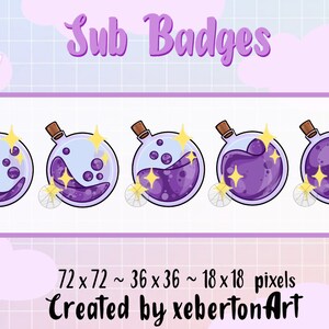 Bouteilles de potion violettes | badges Twitch | Sous-badges | Badges bit | Potion Badges