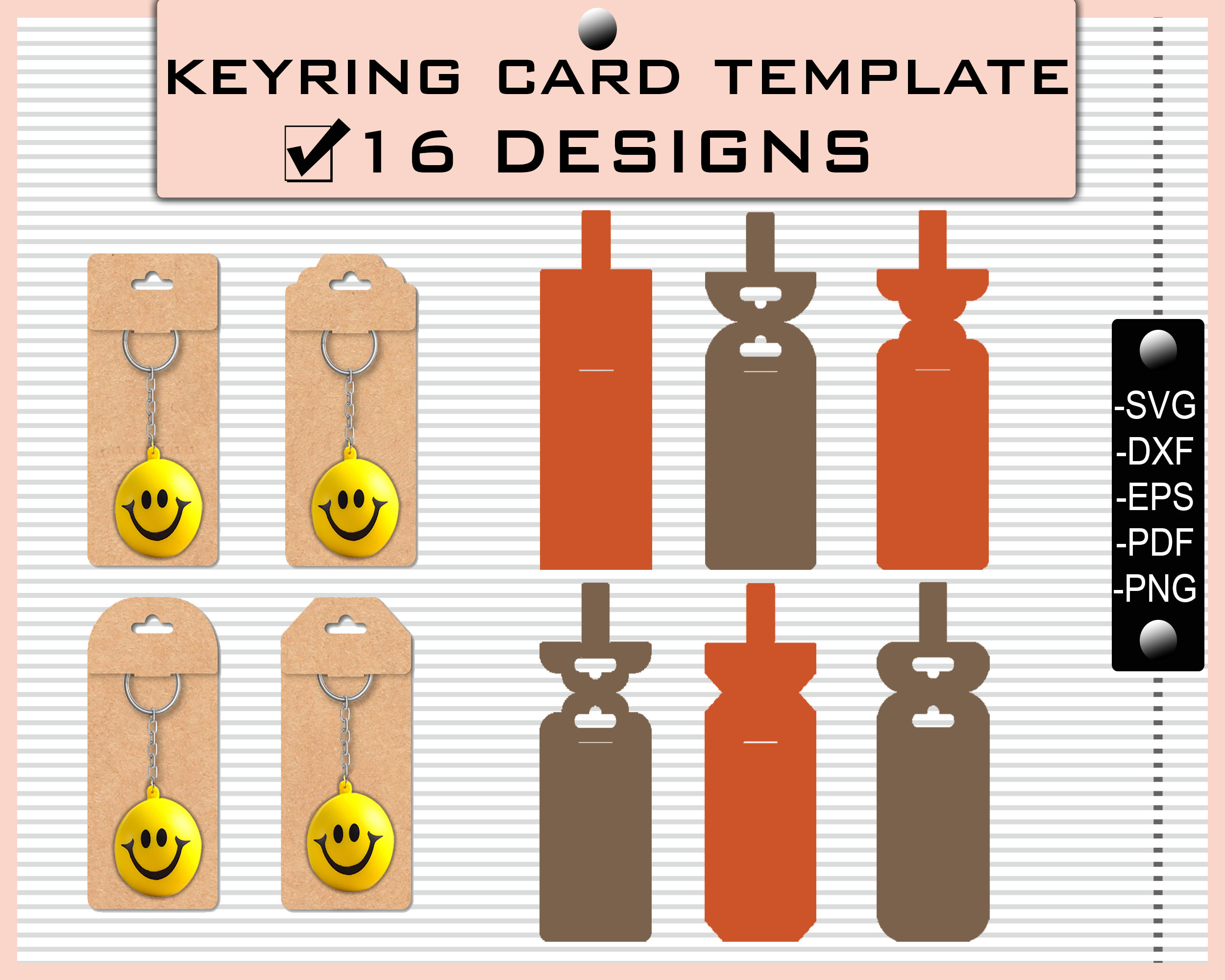 16 Keychain Display Card SVG Keyring Card DXF Files for - Etsy
