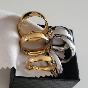 Anillo de bodas de acero, anillo de acero inoxidable, color plateado, anillo de bodas para hombres, 4 mm, 6 mm, 8 mm, barato, regalo pareja mujer y hombre imagen 1