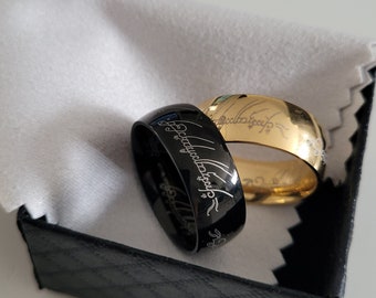 Anillo único del señor de los anillos, anillo del señor del anillo, El Hobbit, el anillo único, anillo de tungsteno, color negro, oro, mujeres y hombres