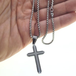 Men's cross pendant necklace Cross pendant and chain Stainless steel cross pendant Customizable Christmas party gifts for him image 1