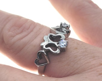 Anillo mariposa, anillo corazón, acero inoxidable, ansiedad, para mujer, color plata, regalo para niño adolescente, niña, mujer