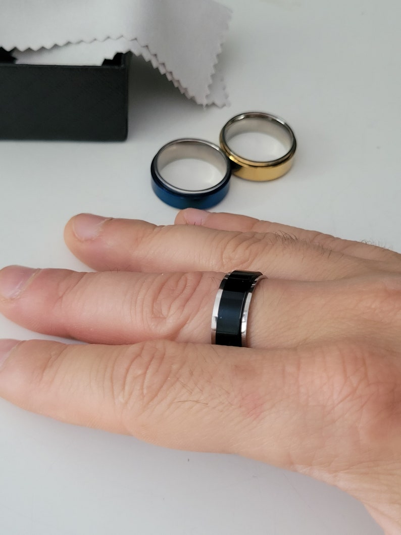 Bague Anti-stress Tournante En Acier Inoxydable - Mixte, Idée Cadeau Zen - Neuf Sous Blister
