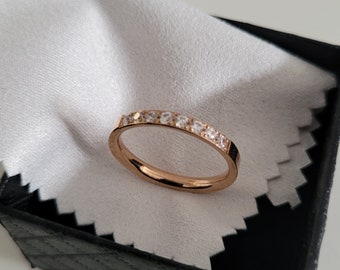 Anillo de compromiso mujer, anillo de bodas, acero, cobre color oro rosa, circones piedras engastadas, para mujer, joya de regalo, barato