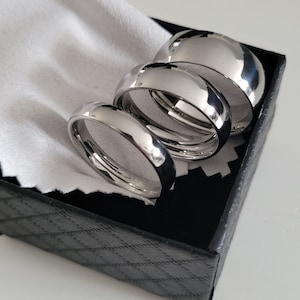 Stahl Ehering, Edelstahlring, silberne Farbe, Ehering für Männer, 4mm, 6mm, 8mm, billig, Geschenk Paar Frau & Mann Bild 5