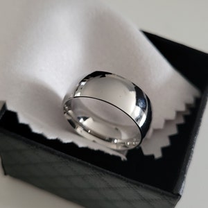 Anillo de bodas de acero, anillo de acero inoxidable, color plateado, anillo de bodas para hombres, 4 mm, 6 mm, 8 mm, barato, regalo pareja mujer y hombre 8mm couleur argent