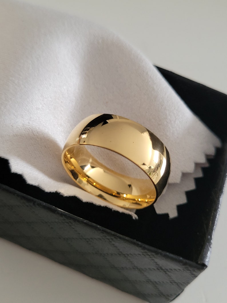 Anillo de bodas de acero, anillo de acero inoxidable, color plateado, anillo de bodas para hombres, 4 mm, 6 mm, 8 mm, barato, regalo pareja mujer y hombre 8mm couleur or