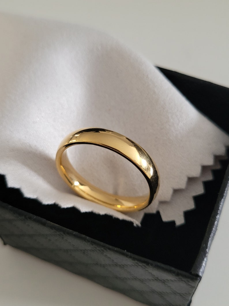 Anillo de bodas de acero, anillo de acero inoxidable, color plateado, anillo de bodas para hombres, 4 mm, 6 mm, 8 mm, barato, regalo pareja mujer y hombre 4mm couleur or