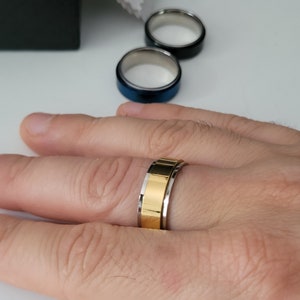 Bague ant-stress, Anneau d’anxété rotatf, acer noxydable, spnner rng, couleur nore