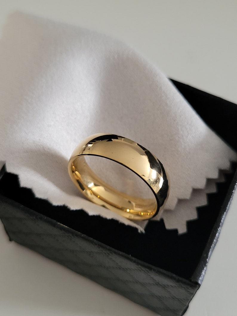 Anillo de bodas de acero, anillo de acero inoxidable, color plateado, anillo de bodas para hombres, 4 mm, 6 mm, 8 mm, barato, regalo pareja mujer y hombre 6mm couleur or