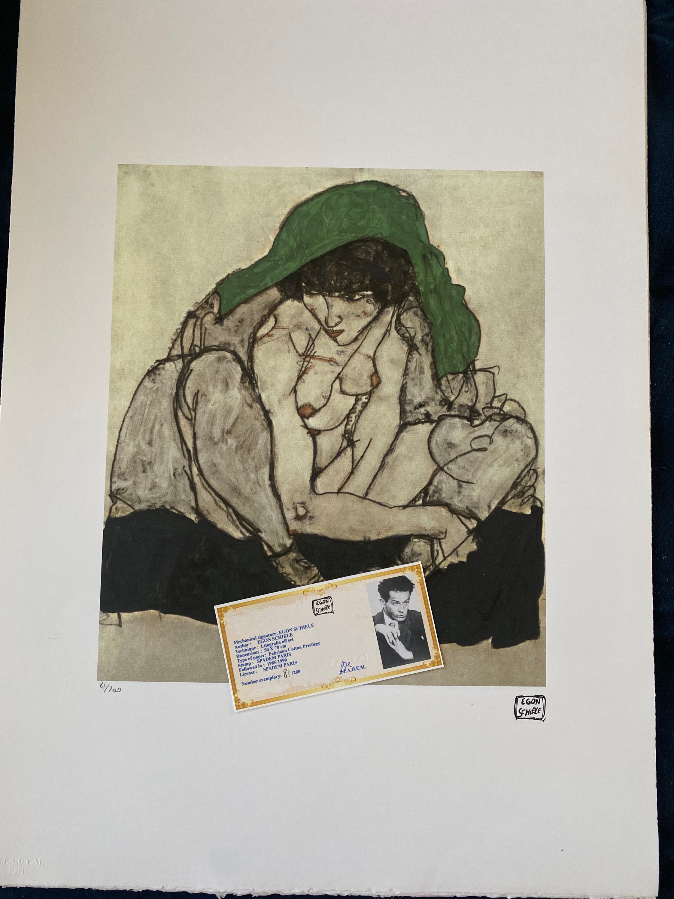 Egon Schiele Lithograph Certificate Signed Top Wall Art 