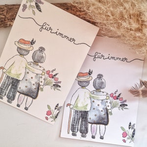Valentinstag Karte, Postkarte "für immer", Verlobung, Hochzeitstag, Jahrestag