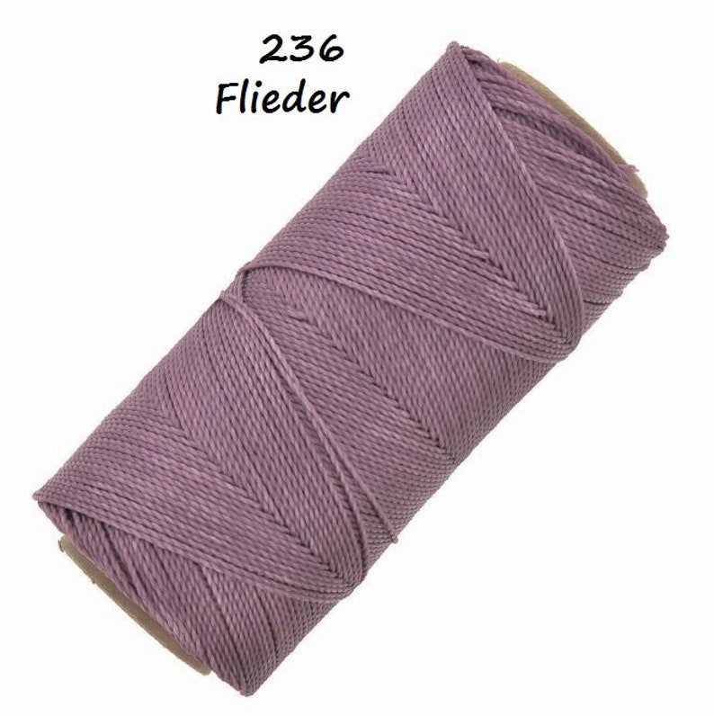 Fils cirés Linhasita® Ø1 mm : 5 m/10 m/20 m fil en macramé Fabrication de bijoux Fils d'artisanat Cordons cirés Fils à coudre pour cuir Reliure 236 Flieder