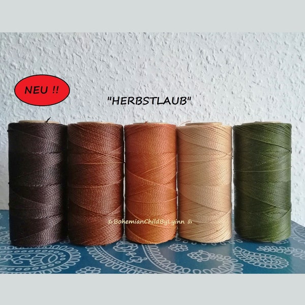 Ø0,75mm SET: 5 x 10m/ 20m Linhasita® Wachsgarn ~ Makrameegarn • Schmuckherstellung • Wachsgarne • Ledernähgarn • Buchbinderei • Scrapbook