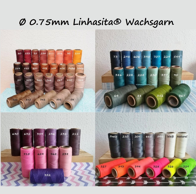 Ø 0,75mm Linhasita® Wachsgarn: 5m/ 10m/ 20m Makramee, Schmuckherstellung, Bastelgarn, gewachstes Garn, Leder Nähgarn, Polyester Wachsgarn Bild 1