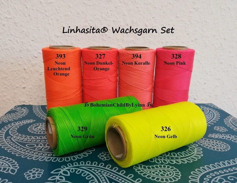 Ø 1mm Linhasita® Wachsgarne: 5m/ 10m/ 20m Makrameegarn Makrameeschnur Schmuckherstellung Wachsschnüre Ledernähgarn Buchbinderei Bild 10