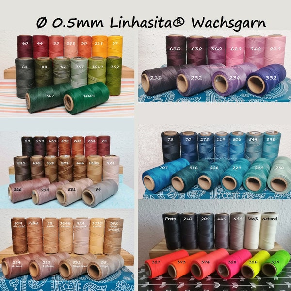 Ø 0,5mm Linhasita® Wachsgarn: 5m/ 10m/ 20m - Makrameegarn • Schmuckherstellung • Kunsthandwerk • Ledernähgarn • Lederverarbeitung