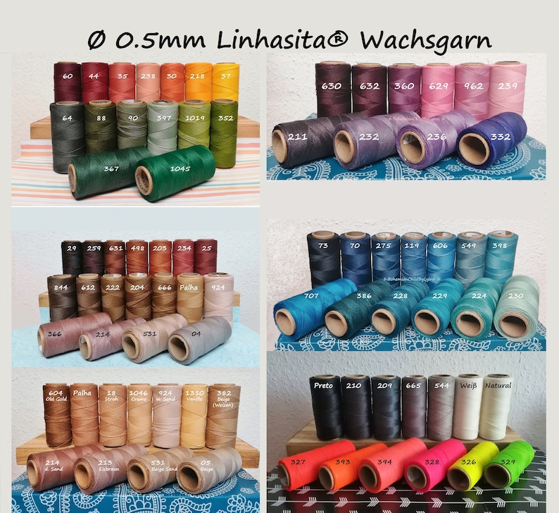 Ø 0,5mm Linhasita® Wachsgarn: 5m/ 10m/ 20m Makrameegarn Schmuckherstellung Kunsthandwerk Ledernähgarn Lederverarbeitung Bild 1