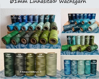 Ø 1mm Linhasita® Wachsgarn: 5m/ 10m/ 20m ~ Makrameegarn • Makrameeschnur • Schmuckherstellung • Wachsschnüre • Ledernähgarn • Buchbinderei