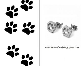 Stainless Steel Paw Print Stud Earrings ~ Gift for Animal Lovers • Animal Paws • Cute Stud Earrings • Gifts for Her • Paw • Hypoallergenic