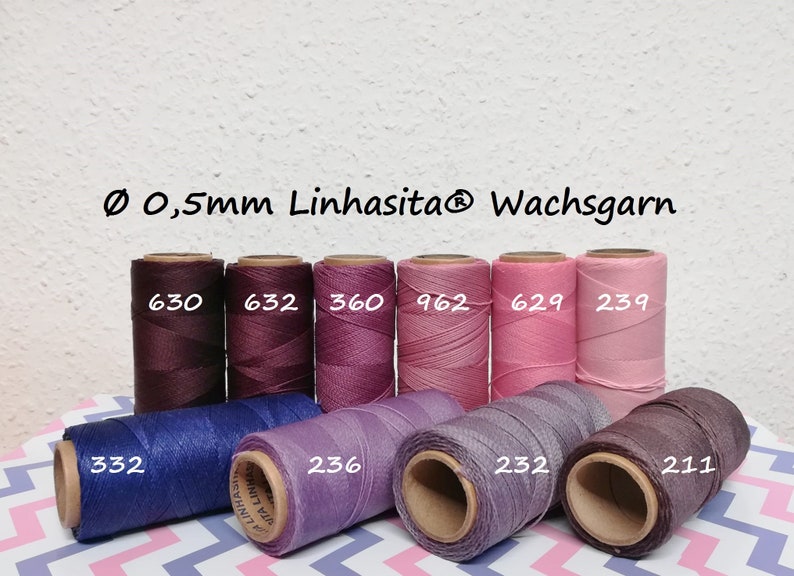 Ø 0,5mm Linhasita® Wachsgarn: 5m/ 10m/ 20m Makrameegarn Schmuckherstellung Kunsthandwerk Ledernähgarn Lederverarbeitung Bild 5