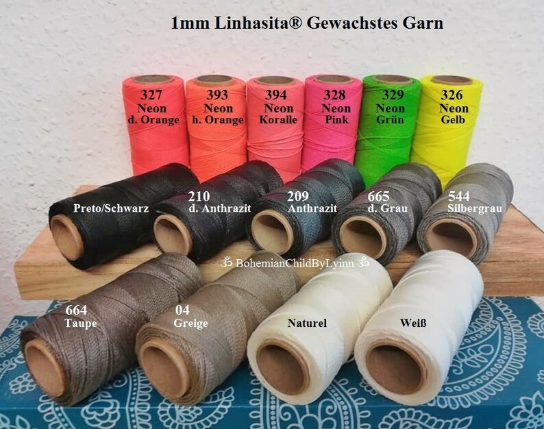 Ø 1mm Linhasita® Wachsgarne: 5m/ 10m/ 20m Makrameegarn Makrameeschnur Schmuckherstellung Wachsschnüre Ledernähgarn Buchbinderei 664 Taupe-Grau