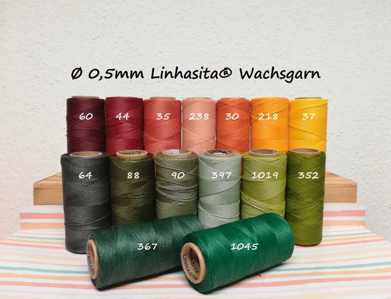 Ø 0,5mm Linhasita® Wachsgarn: 5m/ 10m/ 20m Makrameegarn Schmuckherstellung Kunsthandwerk Ledernähgarn Lederverarbeitung Bild 3