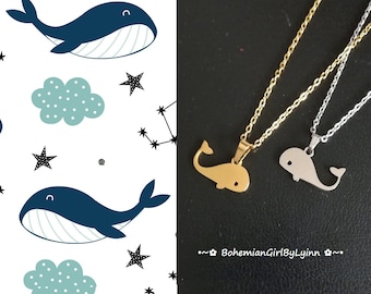 Stainless Steel Necklace w. Whale Pendant ~ Sweet Necklace • Dainty Necklace • Animal Lovers • Necklace for Kids • Gift for Her • Minimalist