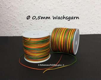 Ø 0,5mm Buntes Wachsgarn: 5m/ 10m/ 20m ~ Makrameegarn • Schmuckherstellung • Bastelgarn • Wachsgarn • Ledernähgarn • Polyester • Wachsschnur