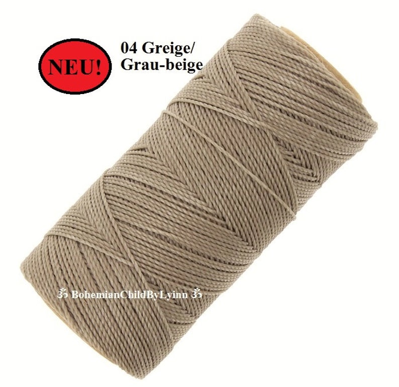 Ø 0.75mm Linhasita® Waxed Yarns: 5m/ 10m/ 20m Macrame Cords, Jewellery Making, Craft Yarns, Polyester Waxed Yarns, Leather Sewing Yarns 04 Greige