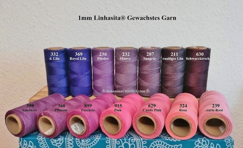 Ø 1mm Linhasita® Wachsgarn: 5m/ 10m/ 20m Makrameegarn Makrameeschnur Schmuckherstellung Wachsschnüre Ledernähgarn Buchbinderei Bild 2