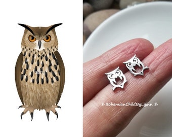 Stainless Steel Owl Stud Earrings ~ Animal Lover • Cute Earrings • Gifts for Her • Gift for Girlfriend • Kids' Earrings • Hypoallergenic