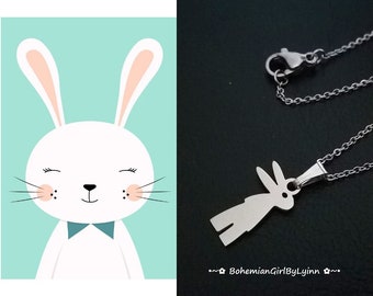 Bunny Stainless Steel Necklace ~ Minimalist • Dainty • Cute • Sweet • Rabbit • Easter • Necklaces for Kids • Hypoallergenic • Gift for Her