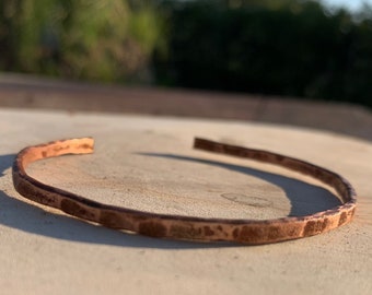 Customized Unisex Metal Bracelet Worked and Hammered by Hand | Hammered Copper Cuff Bracelet | Gift for Him | Gift for Her | Christian Gift