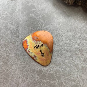 copper guitar pick,playable for 7th anniversary,copper anniversary gift,Handmade Plectrum,I Pick You Guitar Pick,Engraved Guitar Pick zdjęcie 6