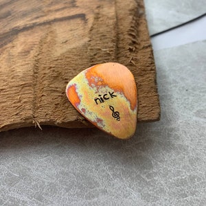 copper guitar pick,playable for 7th anniversary,copper anniversary gift,Handmade Plectrum,I Pick You Guitar Pick,Engraved Guitar Pick zdjęcie 7