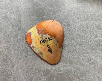 copper guitar pick,playable for 7th anniversary,copper anniversary gift,Handmade Plectrum,I Pick You Guitar Pick,Engraved Guitar Pick