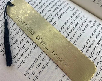 Personalized Brass Bookmark,Personalised Bookmark ,Thank you Gift,Gold Bookmark,book lover,Tally Mark Bookmark,8th Anniversary Gift